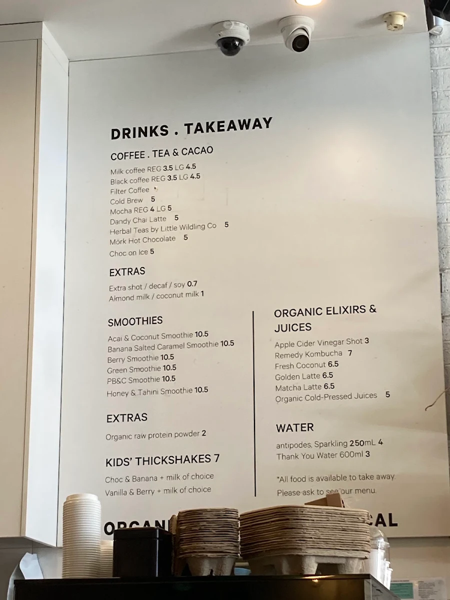 Menu, Warren & Holt Wholefoods Eatery