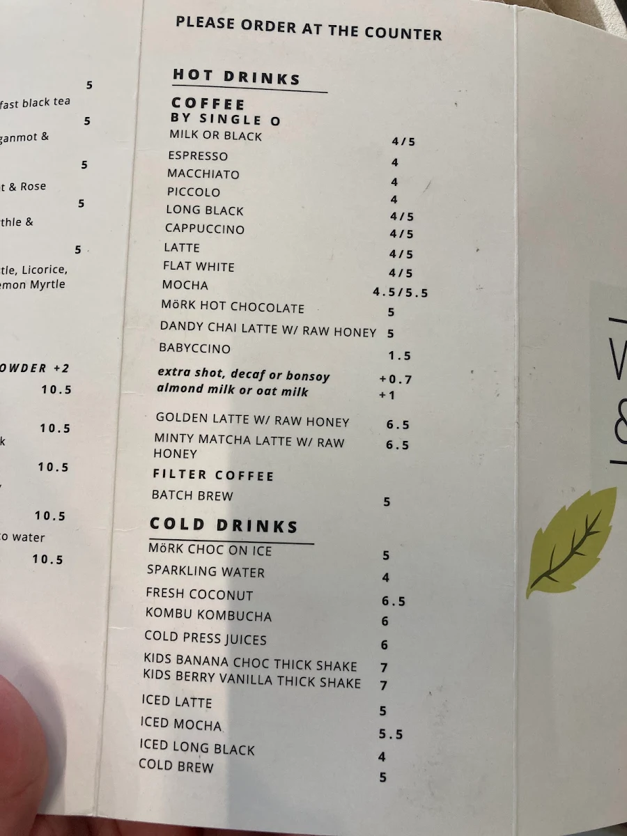 Menu, Warren & Holt Wholefoods Eatery