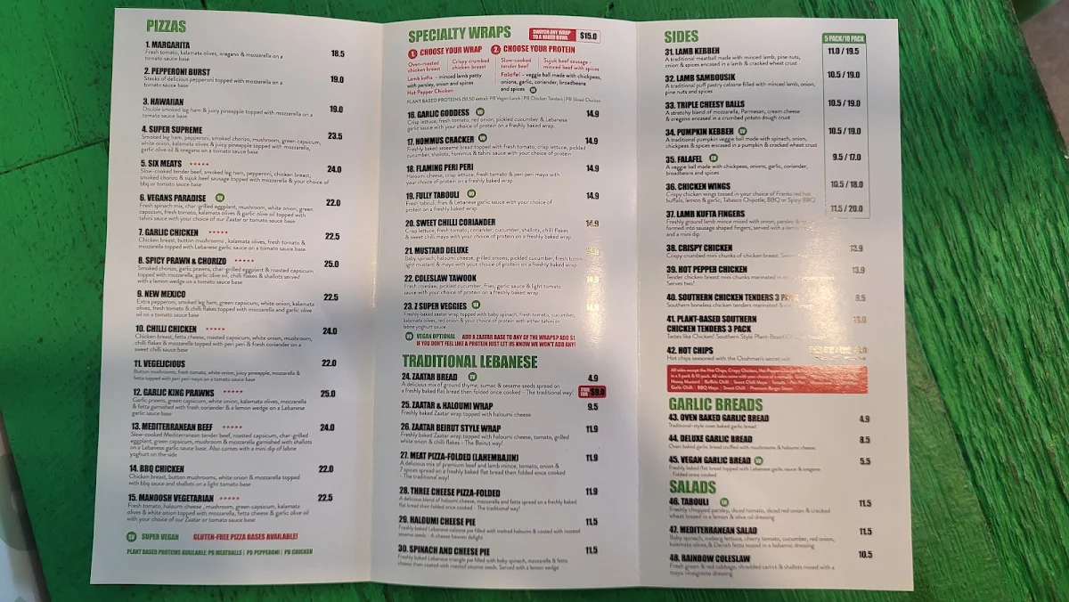 Menu, OOSHMAN Chatswood