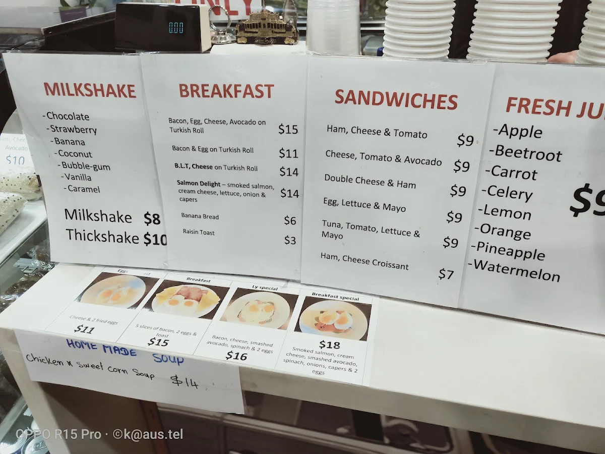 Menu, Ly's Cafe