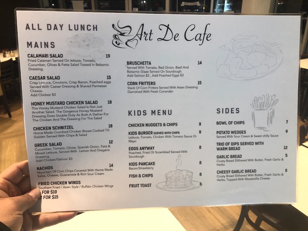 Menu, Art de Cafe