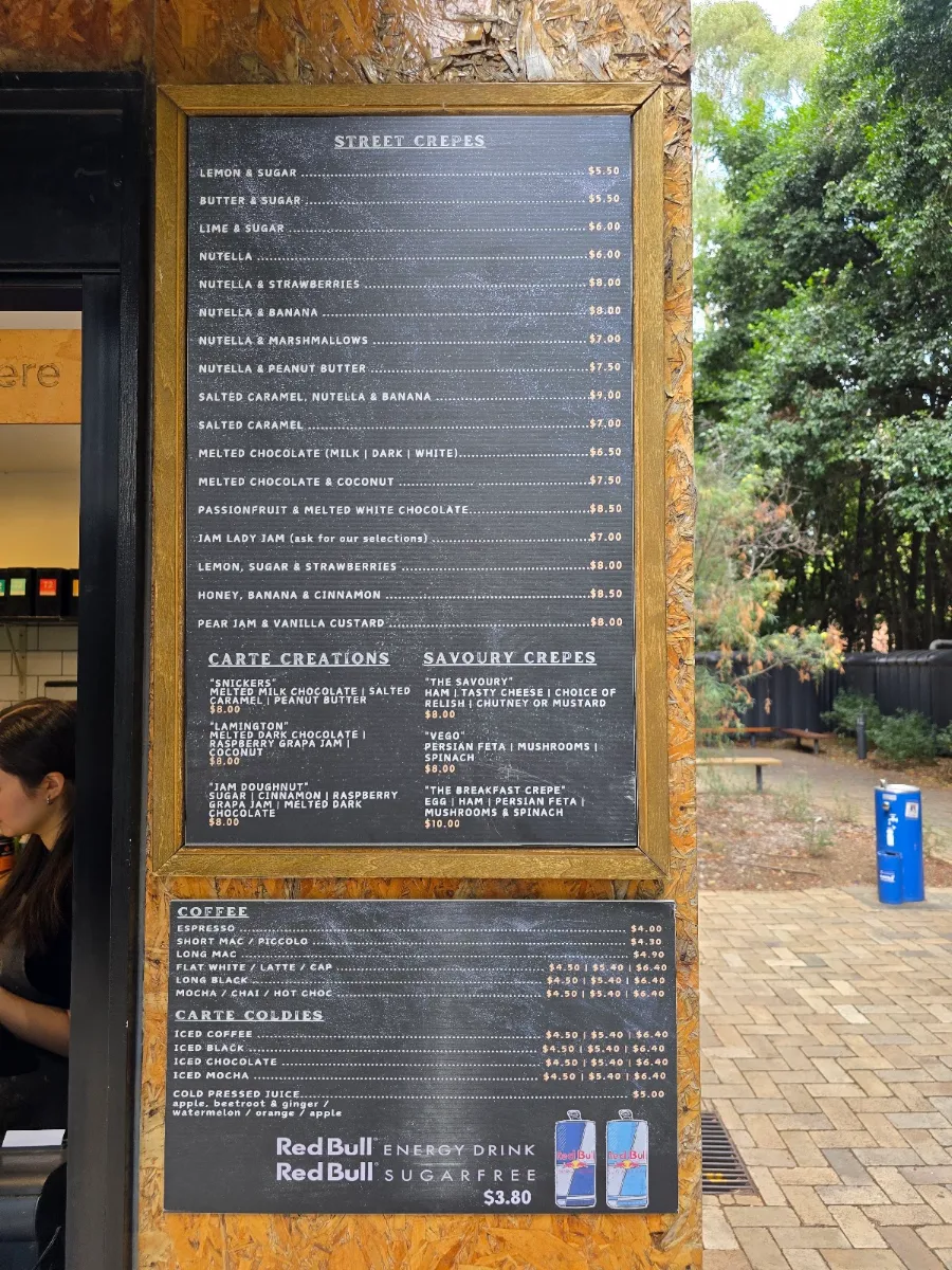 Menu, Carte Crepes