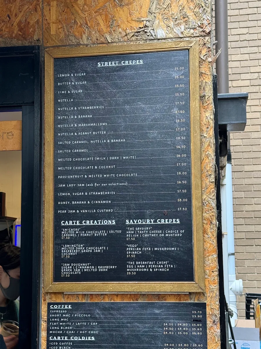 Menu, Carte Crepes