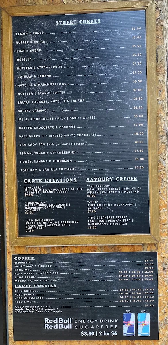 Menu, Carte Crepes