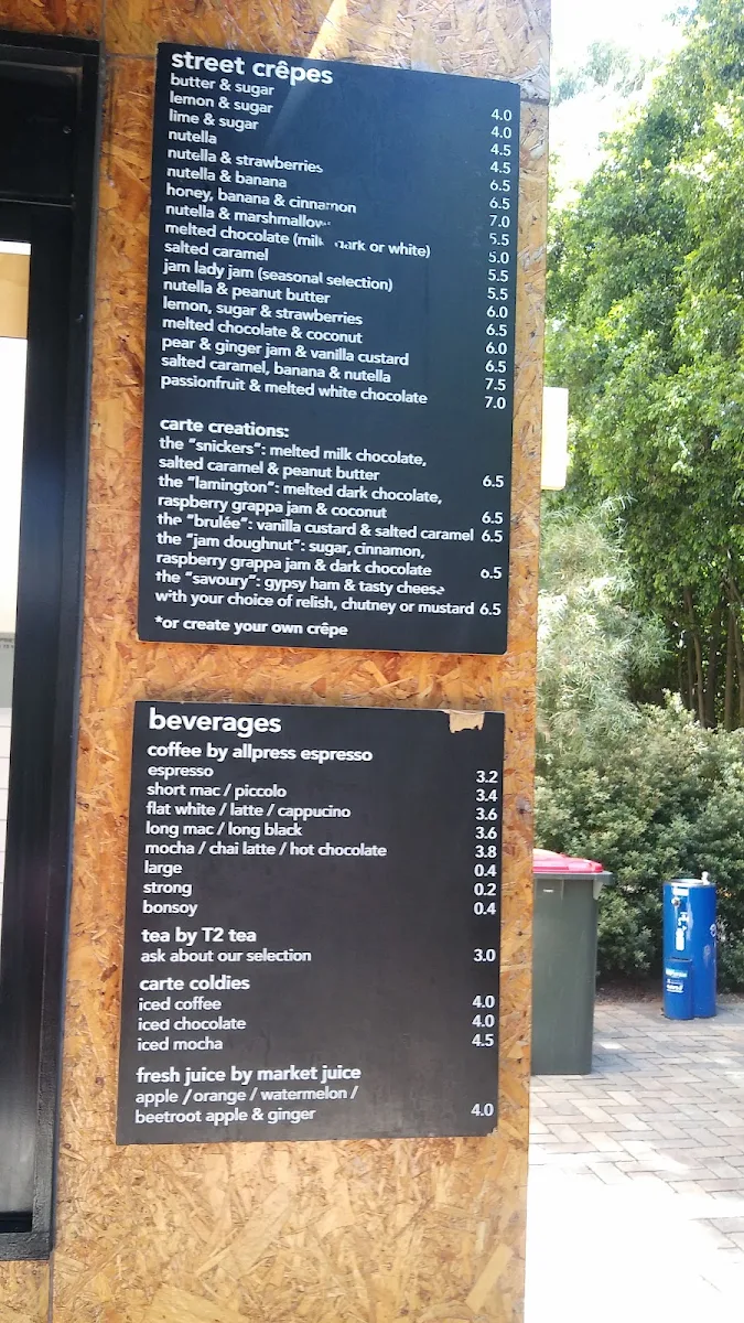 Menu, Carte Crepes