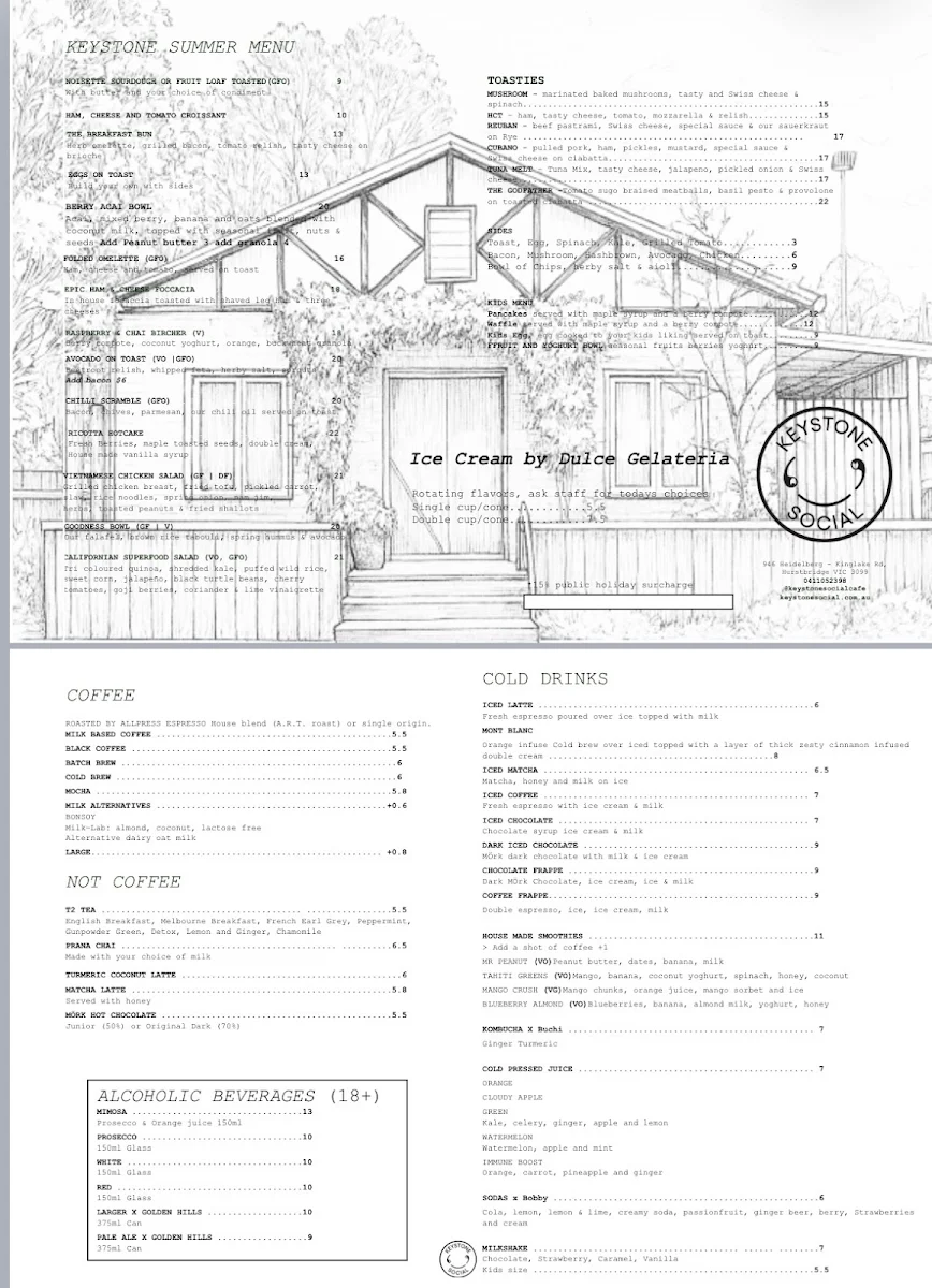Menu, Keystone Social