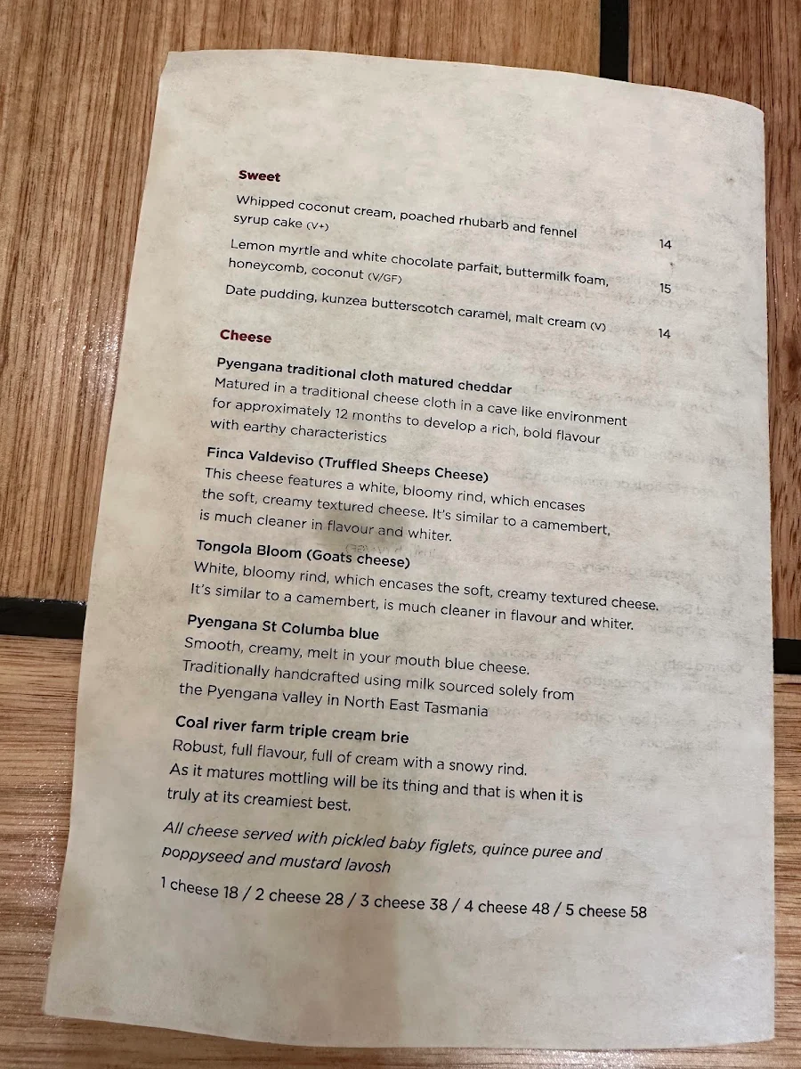 Menu, The Shed Restaurant