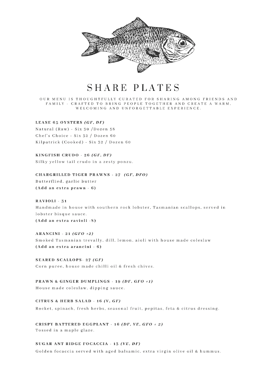 Menu, The Wharf Bar & Kitchen