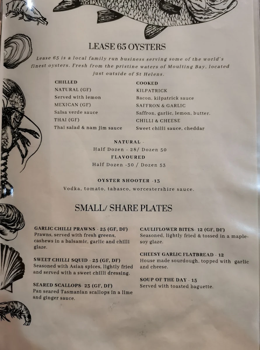 Menu, The Wharf Bar & Kitchen