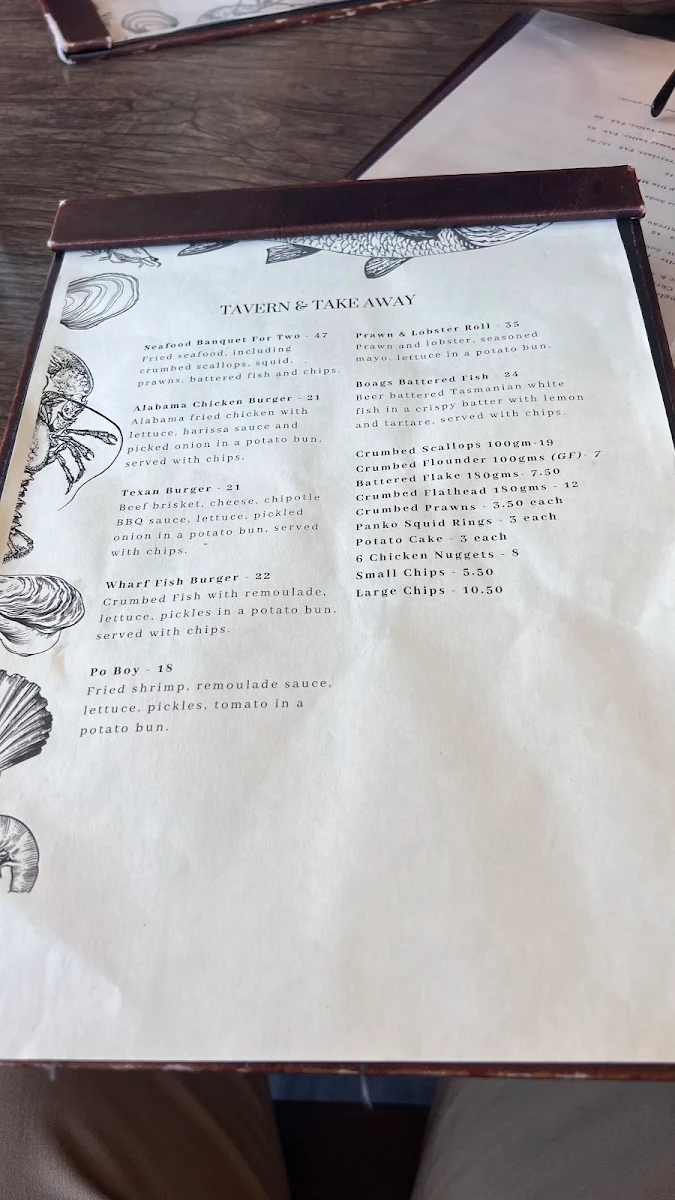 Menu, The Wharf Bar & Kitchen