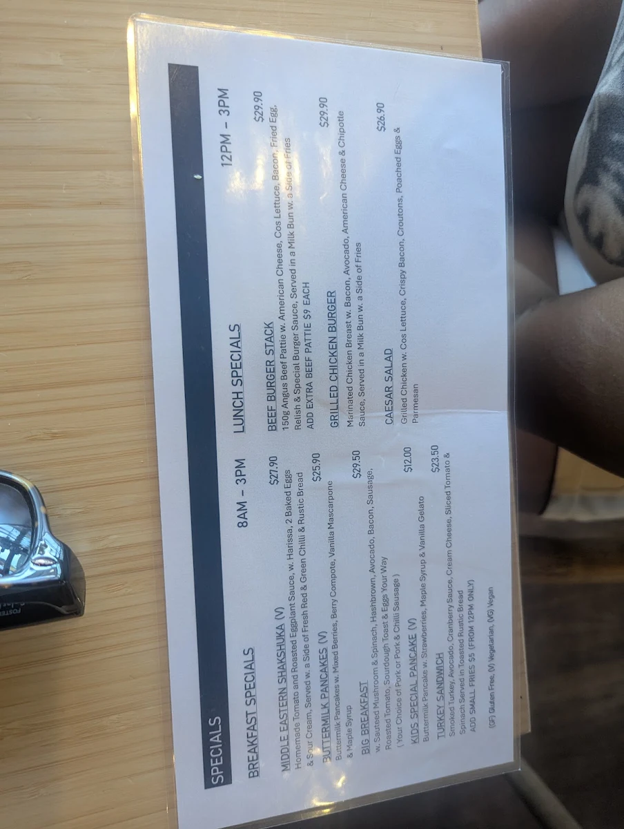 Menu, Beach Cafe Seaford