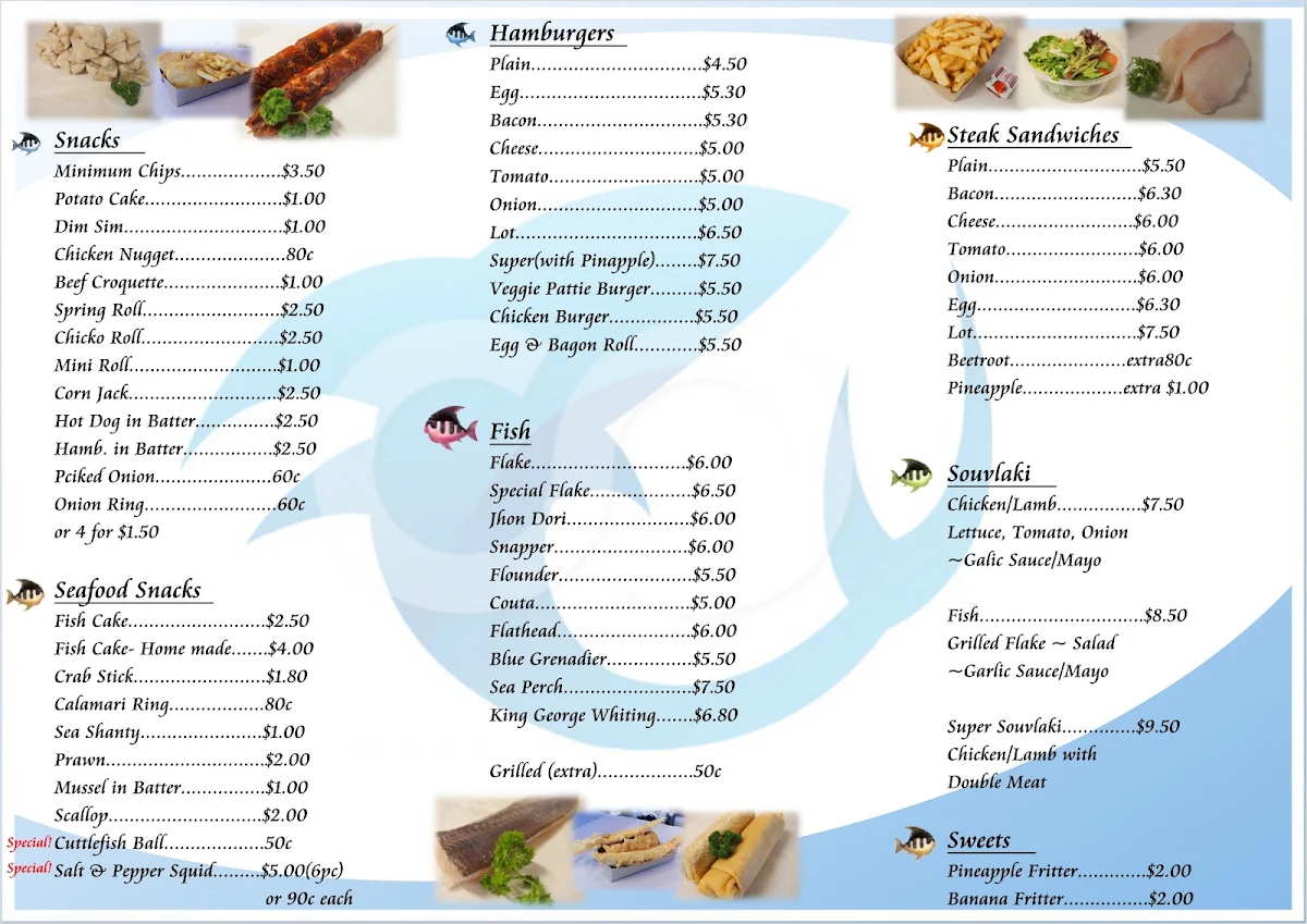 Menu, Strathmore Fish Supply - Fish & Chips