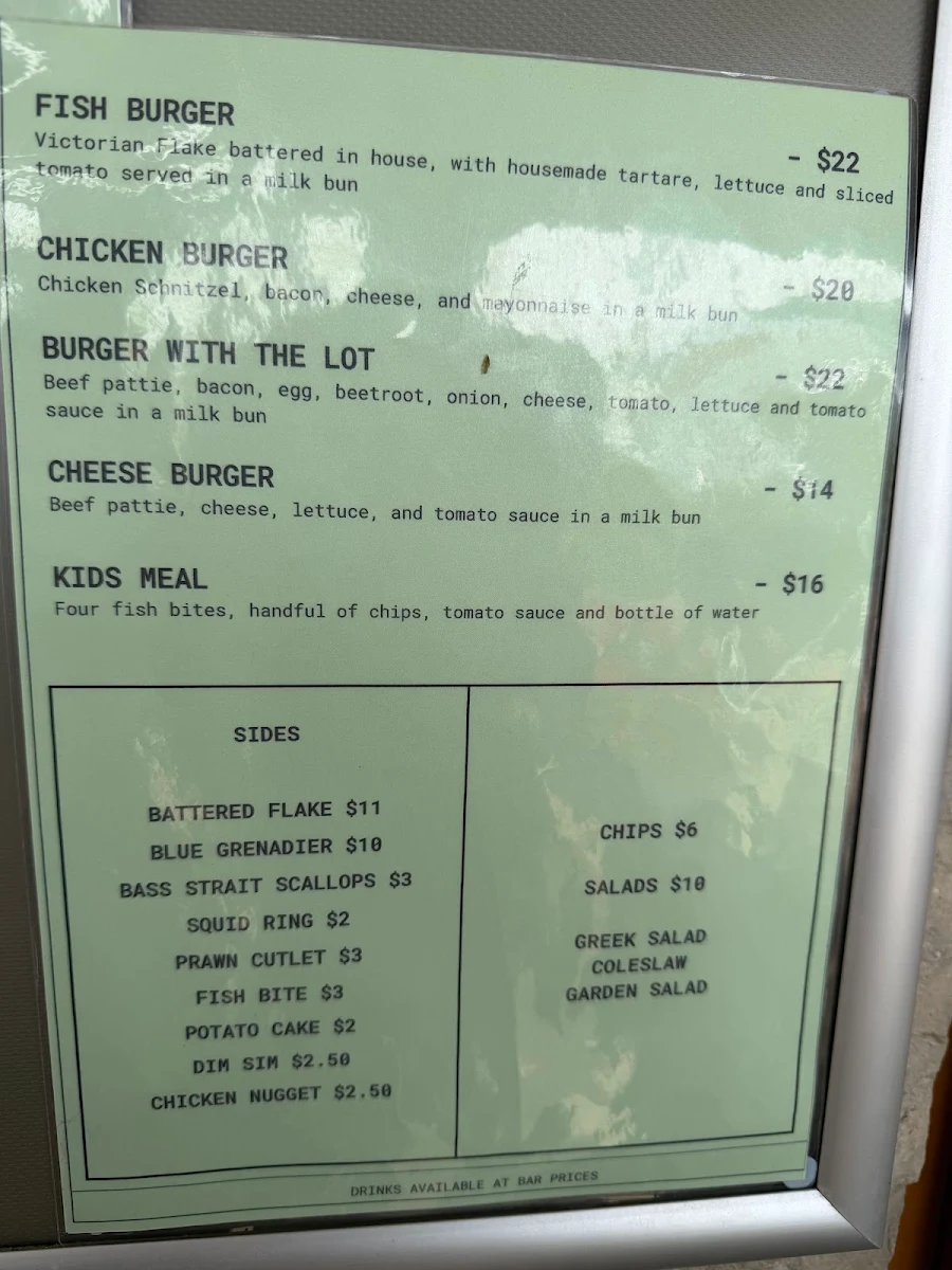 Menu, Apollo Bay Fishermen's Co-operative