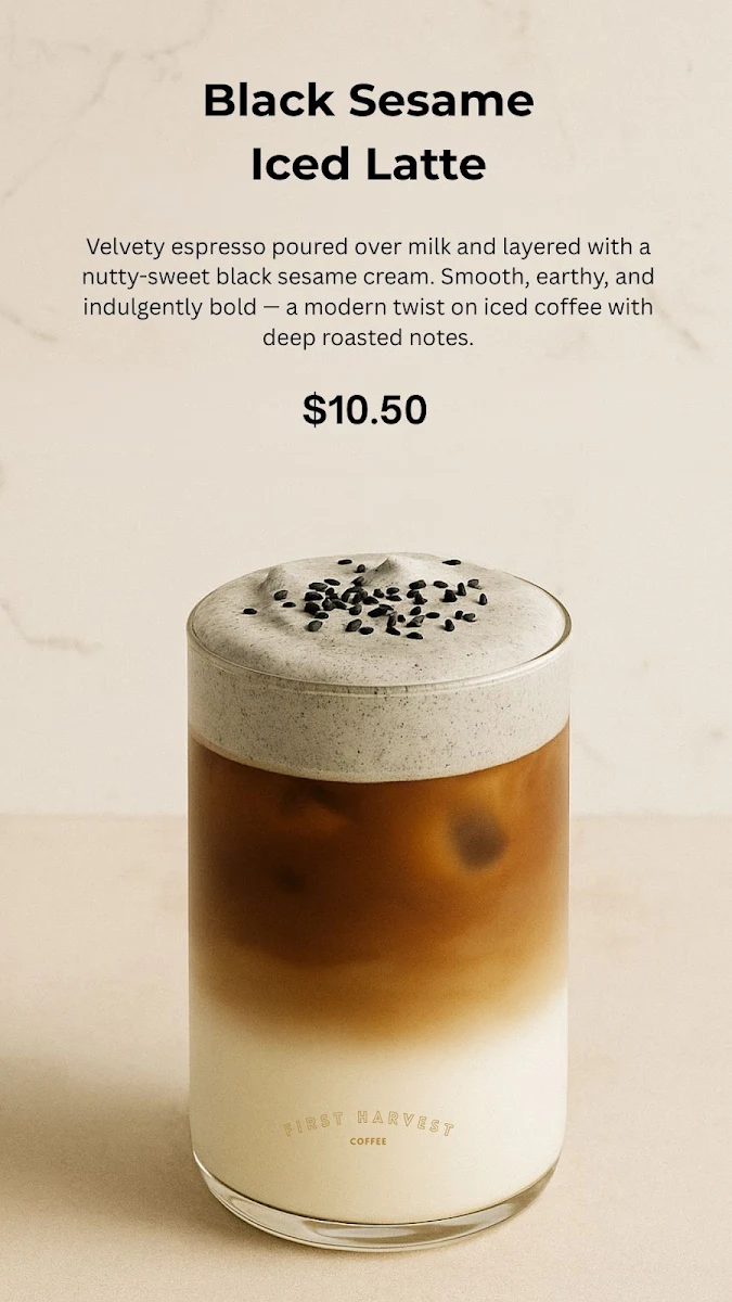 Menu, First Harvest Coffee