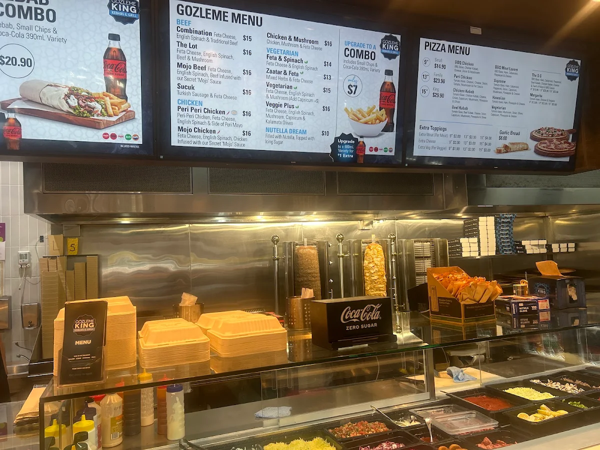 Menu, Gozleme king kebabs and grill