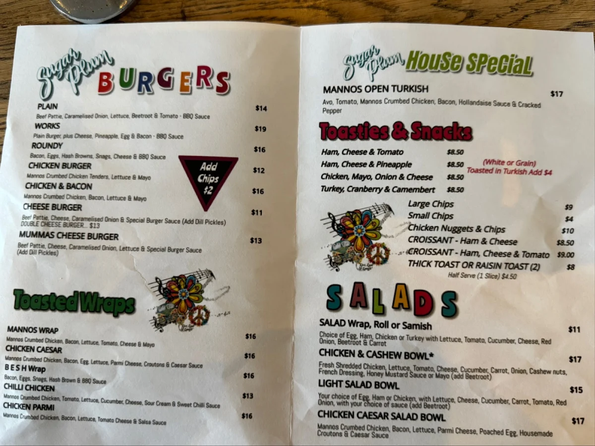 Menu, Sugar Plum Tea & Coffee House