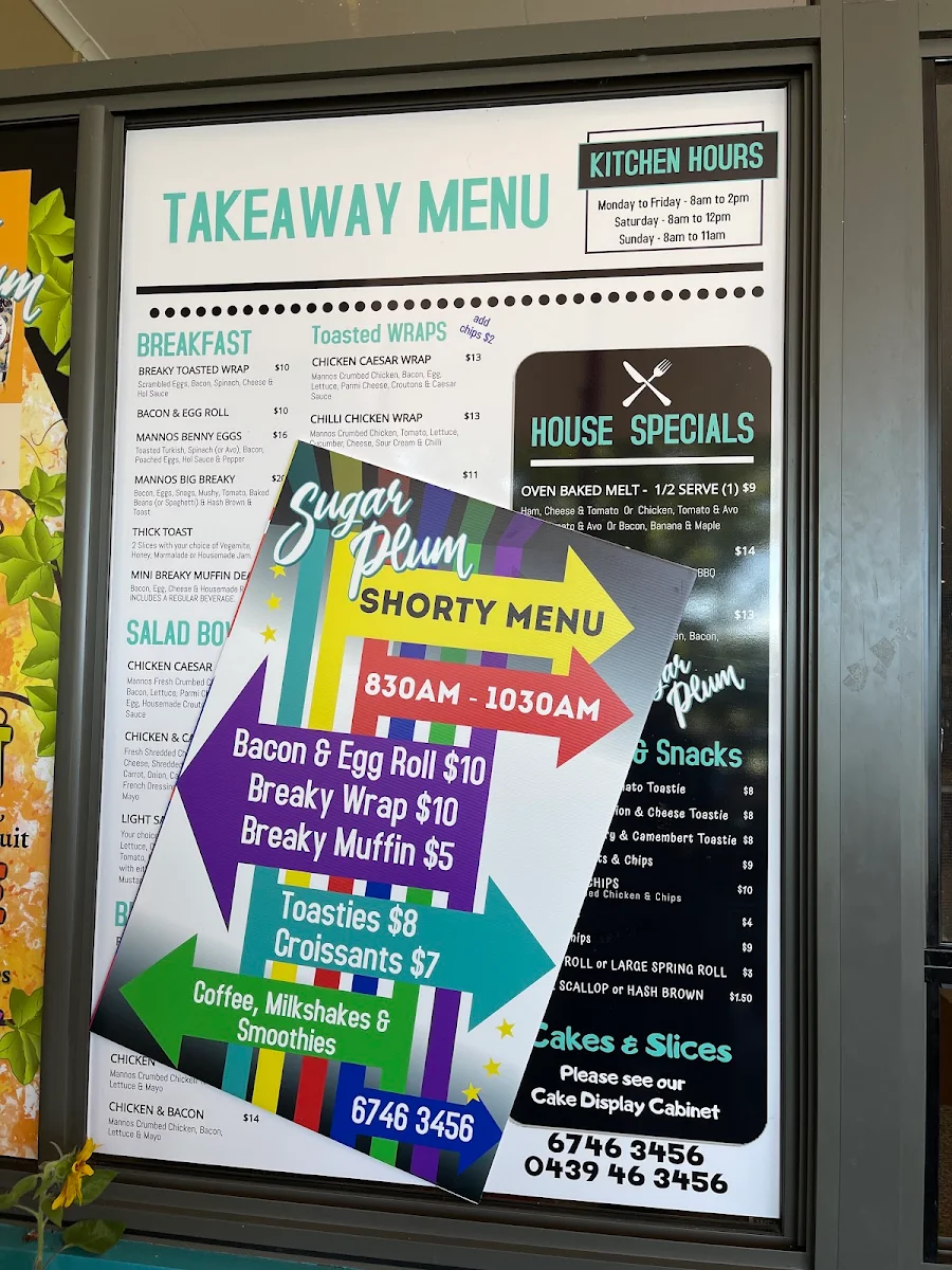 Menu, Sugar Plum Tea & Coffee House