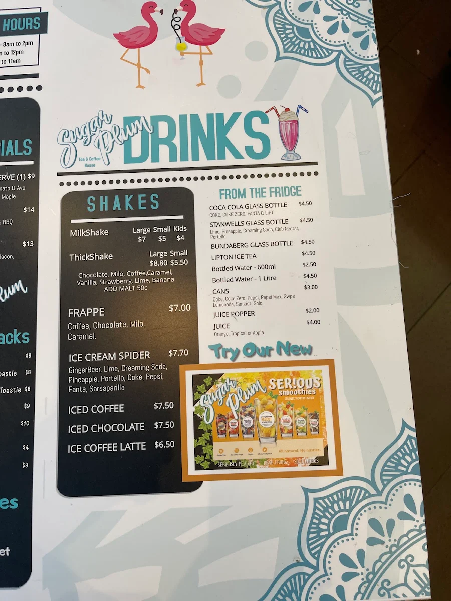 Menu, Sugar Plum Tea & Coffee House