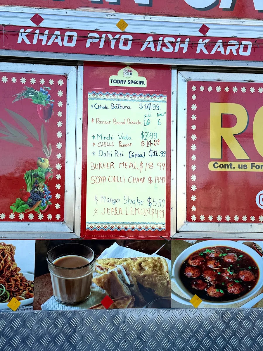 Menu, ROHI INDIAN CATERERS, Best Chole Bhature, pani Puri, gol gappe, Masala dosa, paneer pakoda, pav bhaji, IndoChinese,shakes