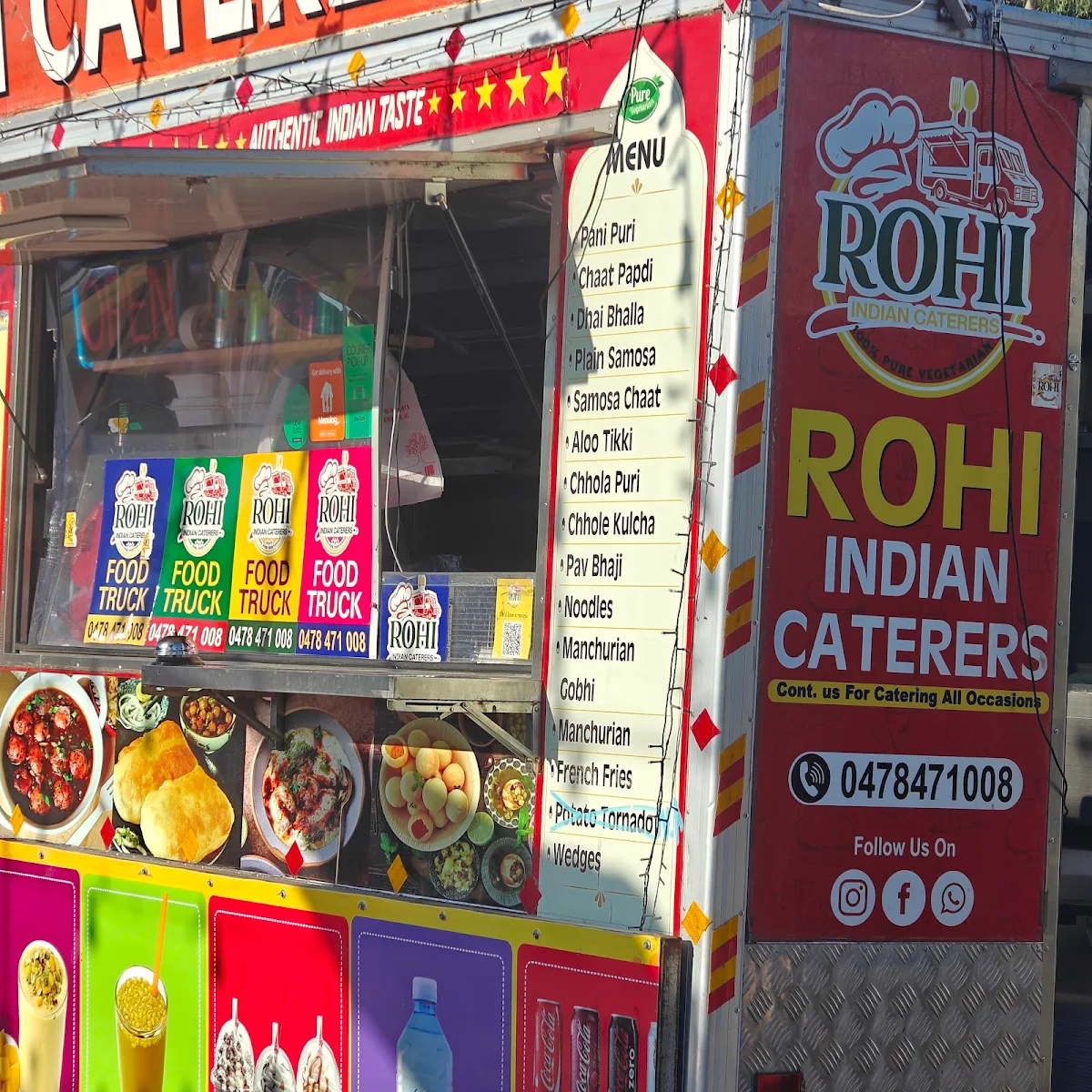 Menu, ROHI INDIAN CATERERS, Best Chole Bhature, pani Puri, gol gappe, Masala dosa, paneer pakoda, pav bhaji, IndoChinese,shakes