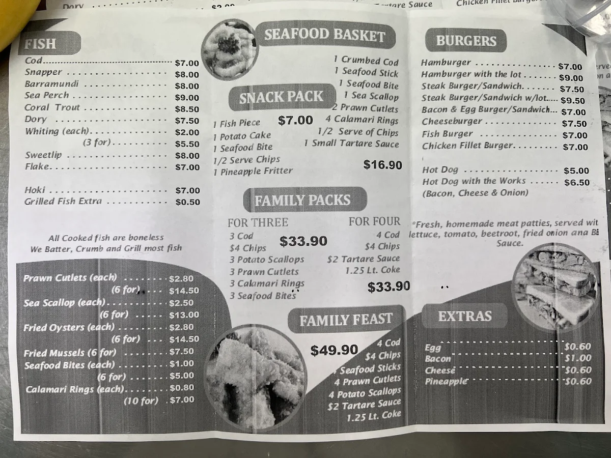 Menu, Crustaceans Seafood