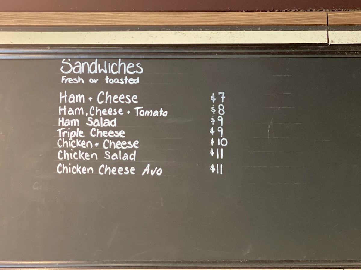 Menu, Armidale Coffee House