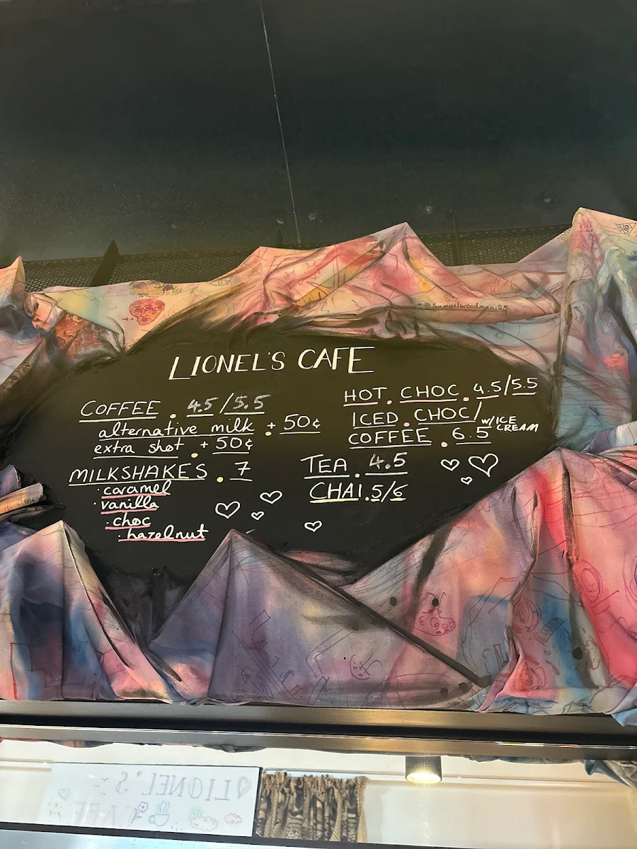 Menu, Lionel’s Cafe