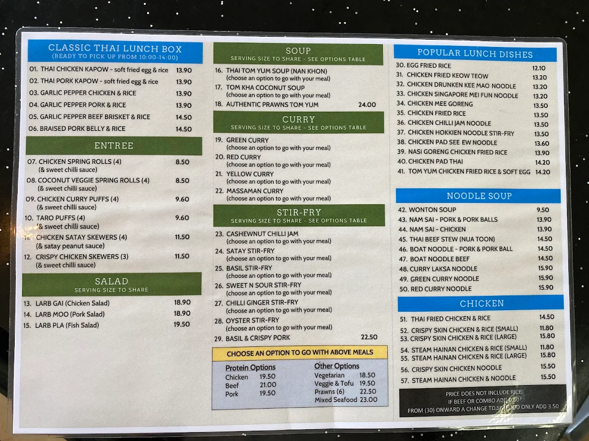 Menu, Tie Twist Cafe