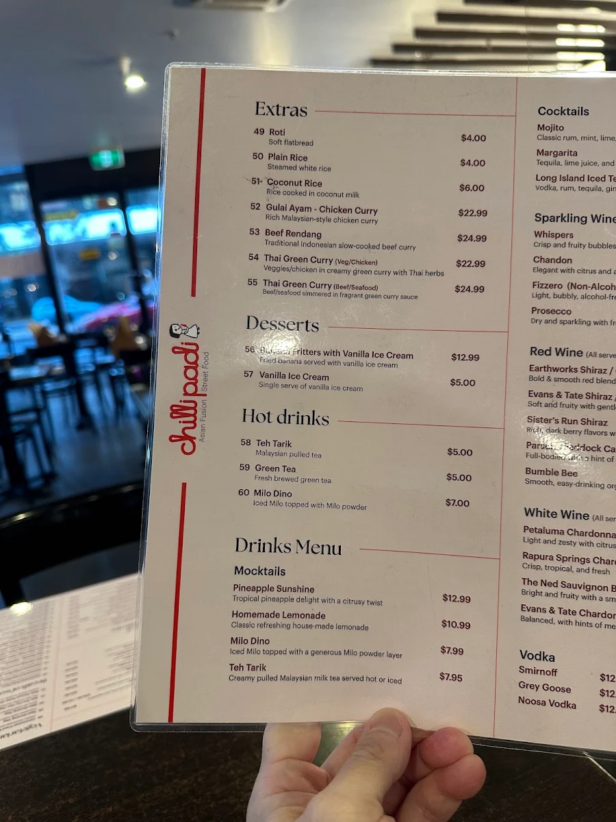 Menu, ChilliPadi Docklands