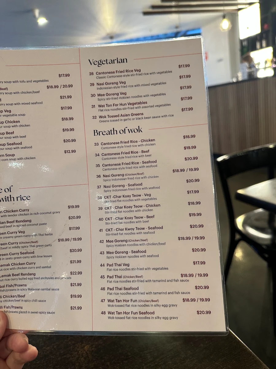 Menu, ChilliPadi Docklands