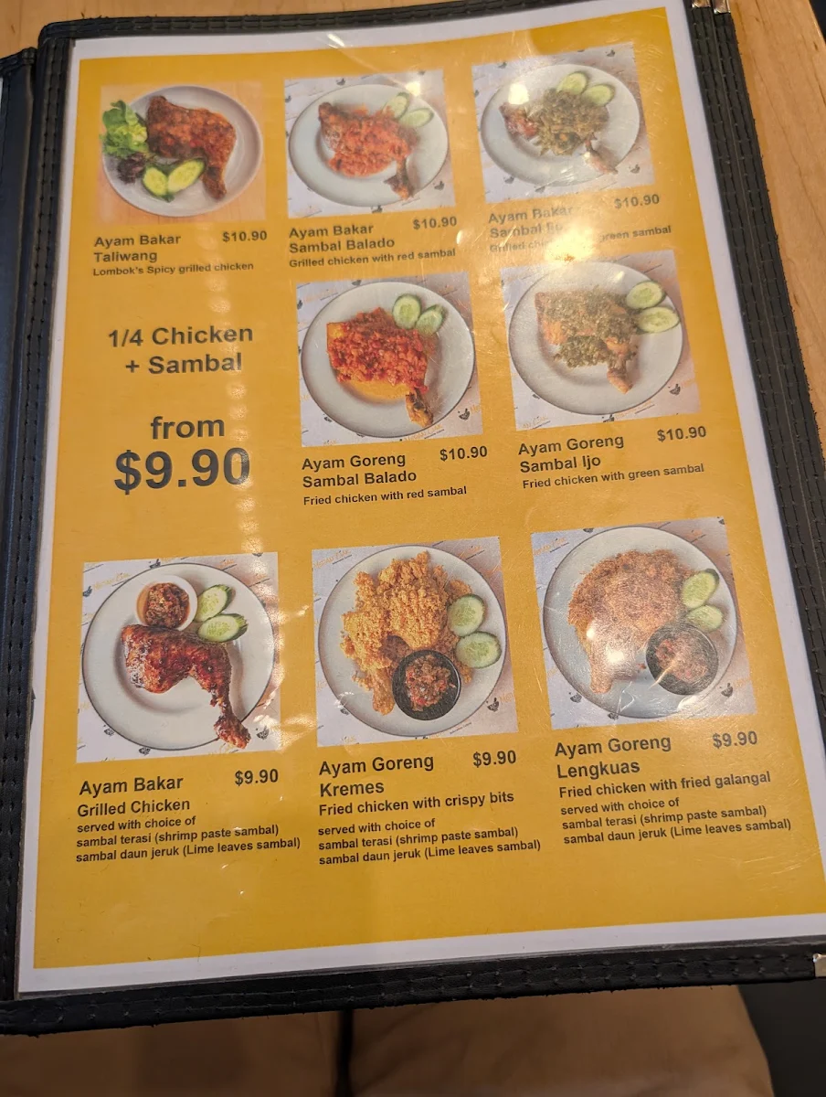 Menu, Medan Ciak SUSSEX ST SYDNEY Indonesian Restaurant