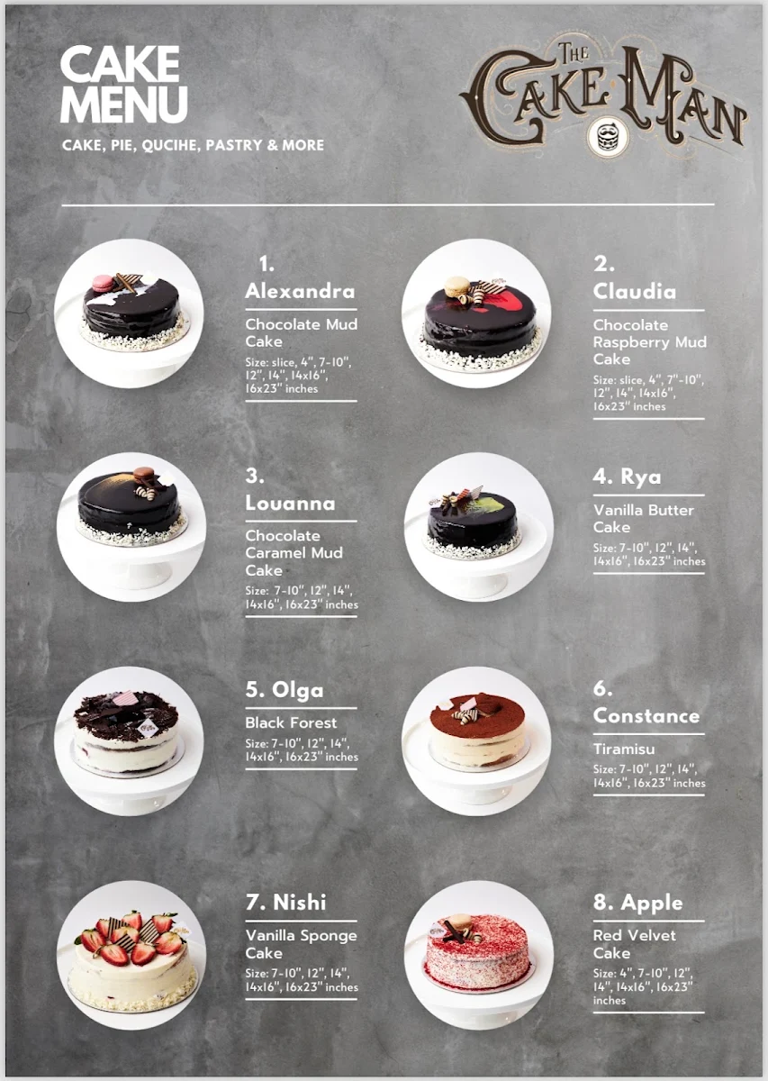 Menu, The CakeMan