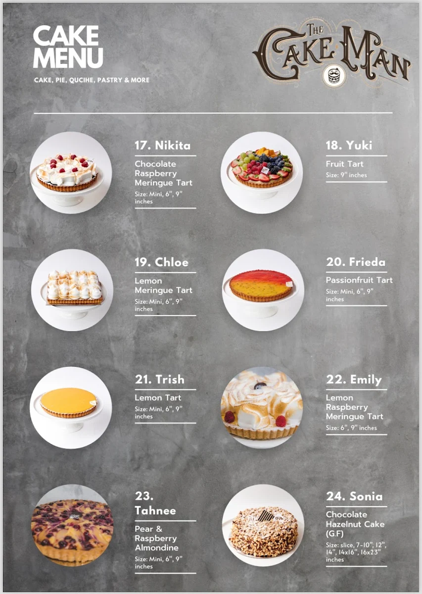 Menu, The CakeMan