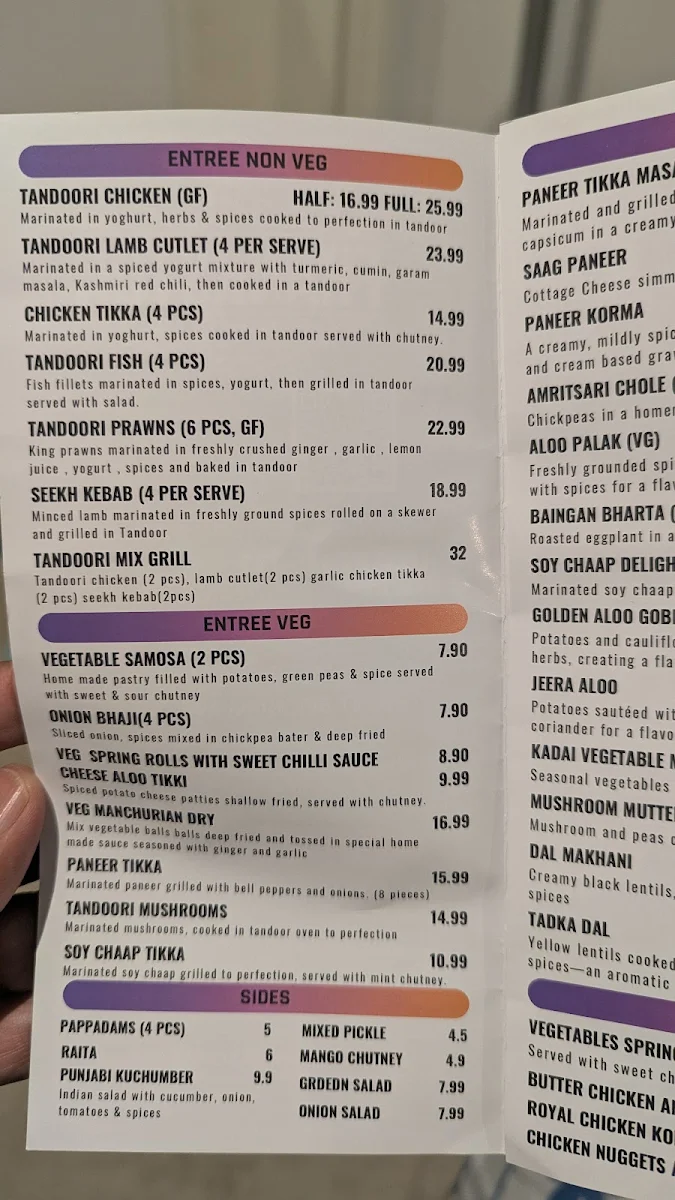 Menu, The Frankston curry club