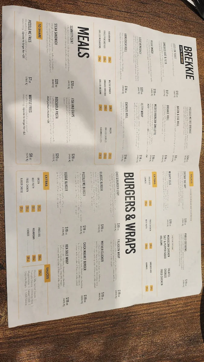 Menu, Piccolo Me Parramatta Square