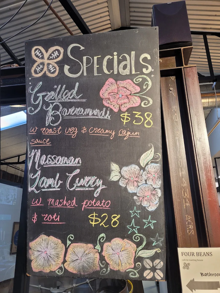Menu, Four Beans Café and Roasting House