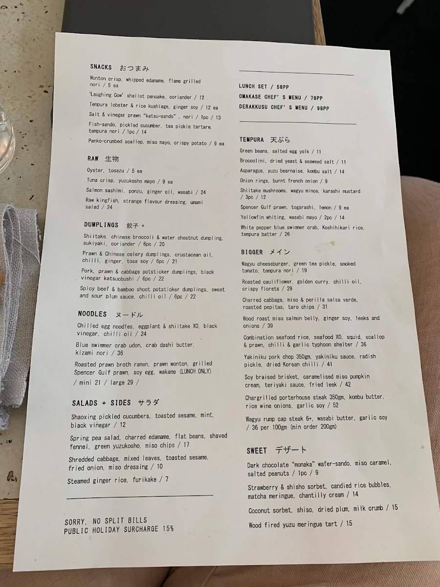 Menu, ShoSho