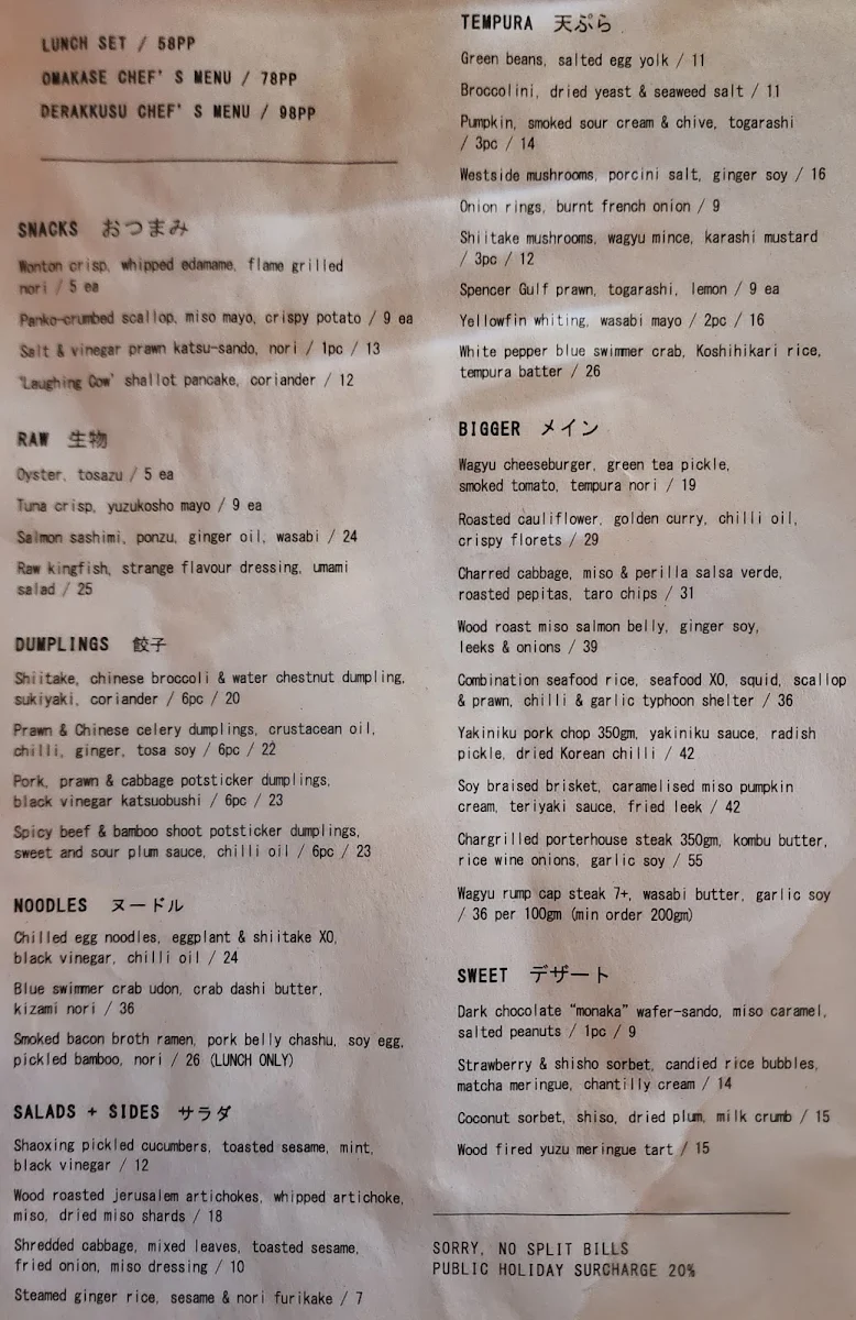 Menu, ShoSho