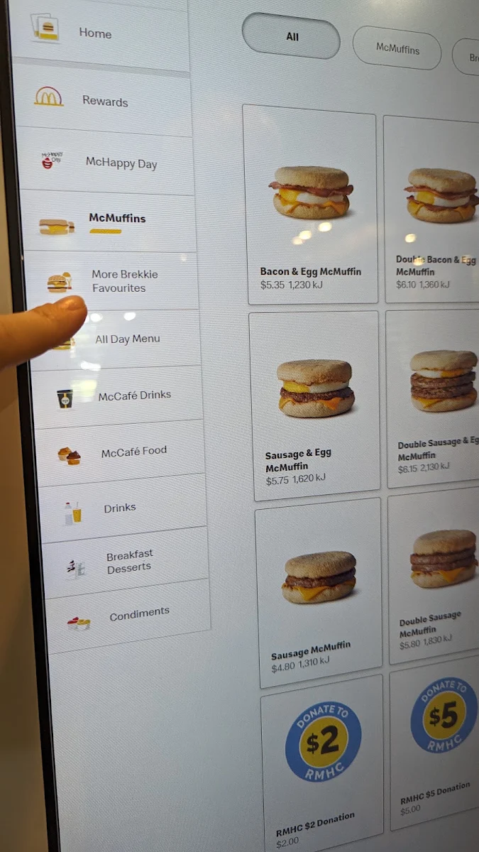 Menu, McDonald's Penrith North