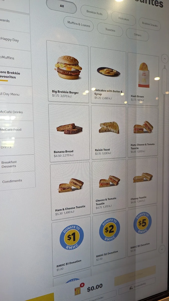 Menu, McDonald's Penrith North
