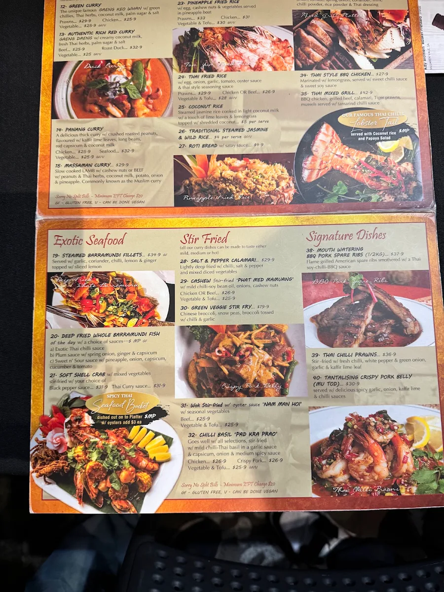 Menu, Paradise Road