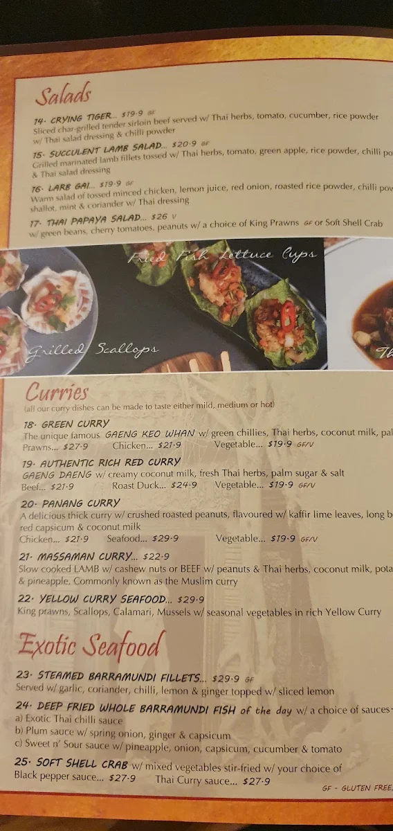 Menu, Paradise Road