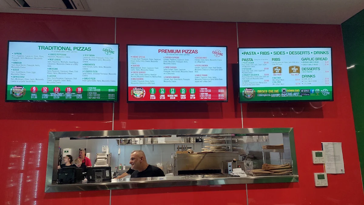 Menu, Robins Pizza Logan Village