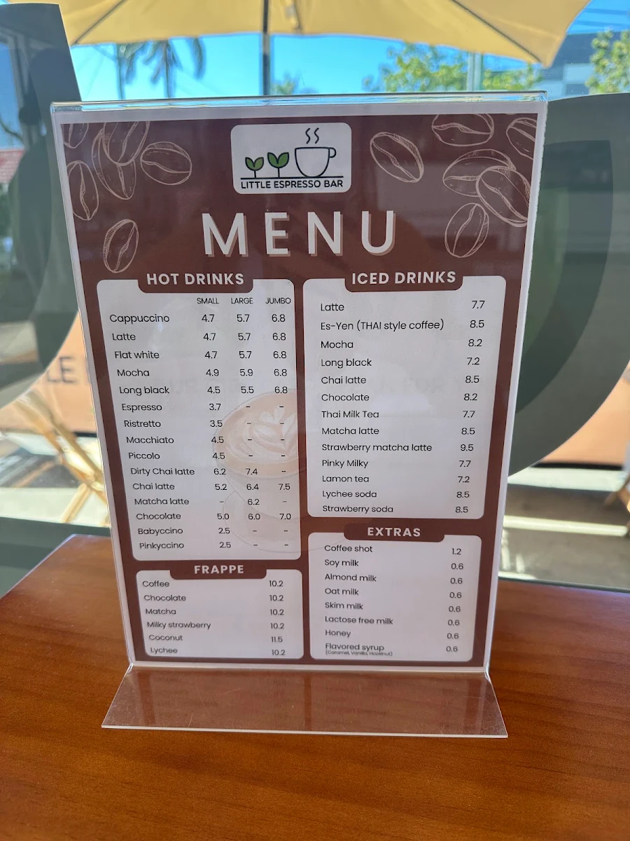 Menu, LITTLE ESPRESSO BAR
