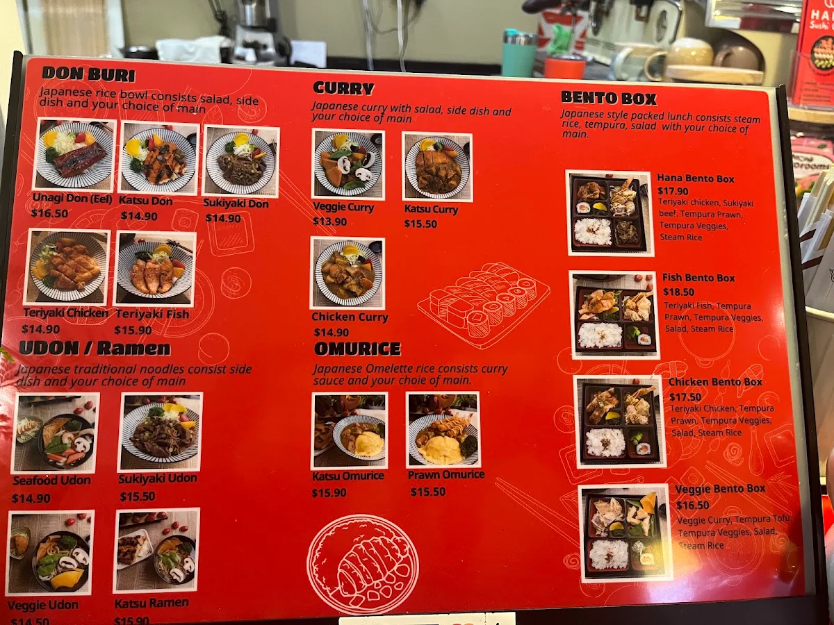 Menu, Hana Sushi Cafe