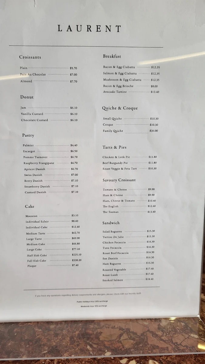 Menu, Laurent