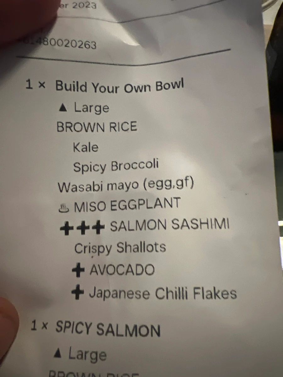 Menu, FISHBOWL - Newmarket
