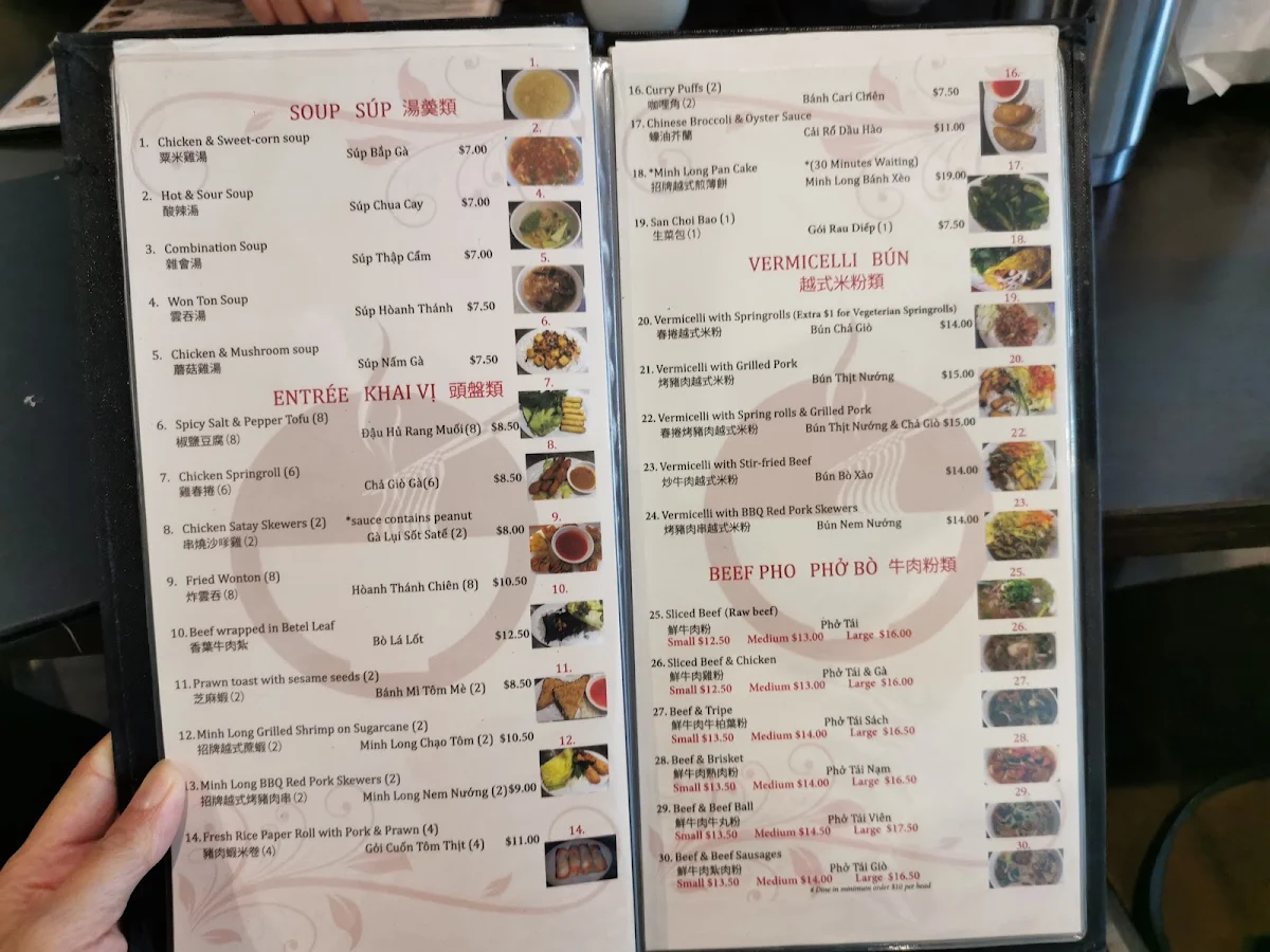Menu, Pho Minh Long