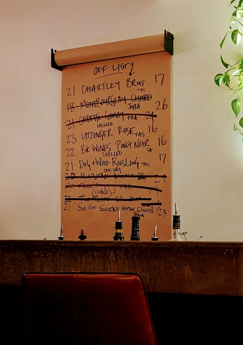 Menu, HAVILAH WINE