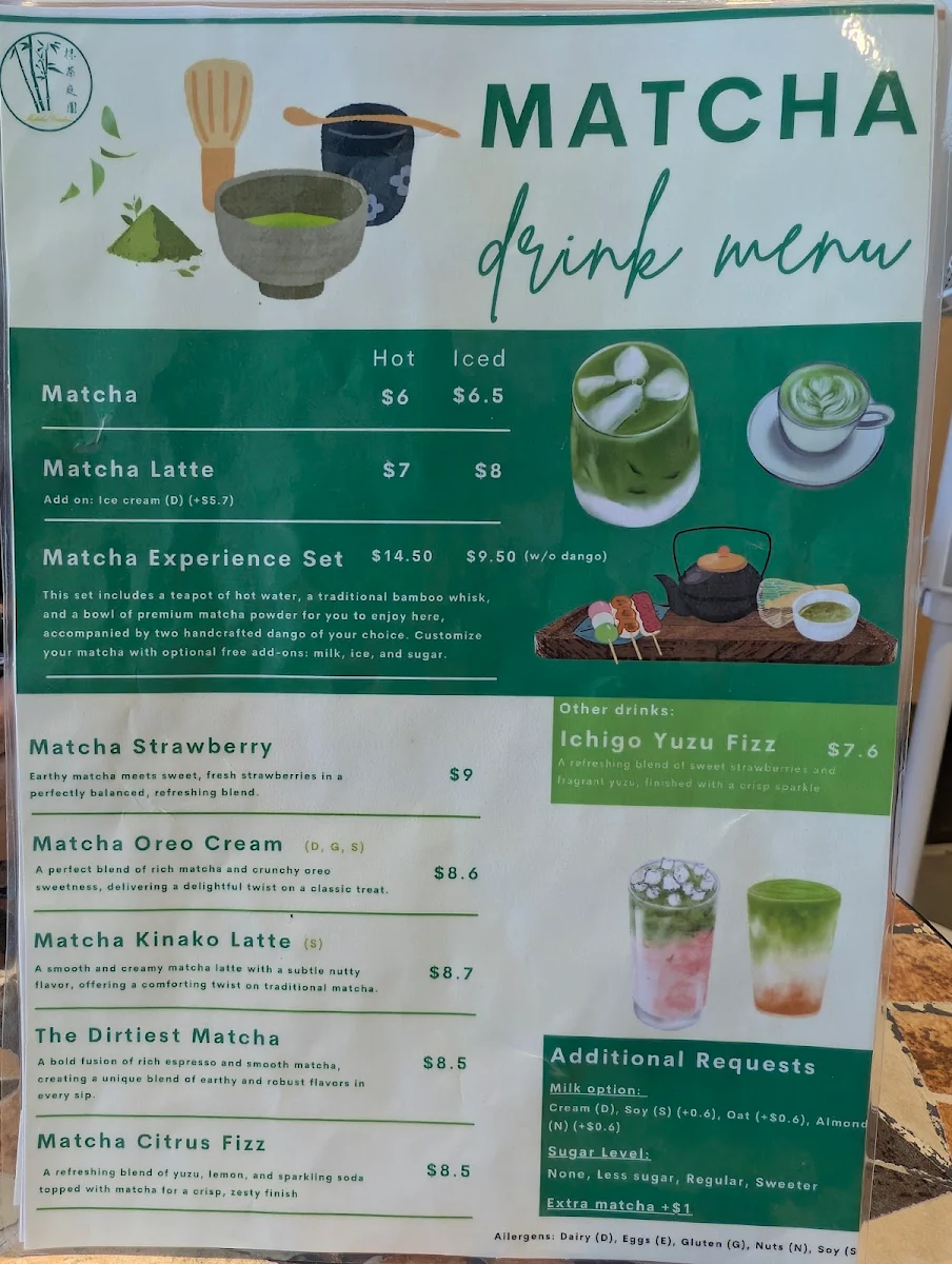 Menu, Matcha Garden